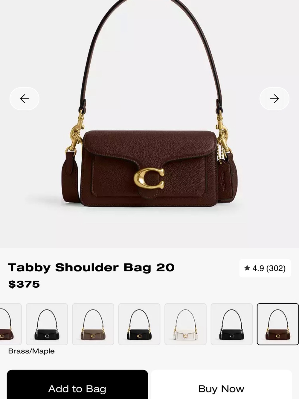 Coach Tabby Shoulder Bag 20 — Maple Brown with Gold